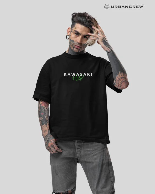 Kawasaki: Ninja H2R Bike Print Oversized T-Shirt
