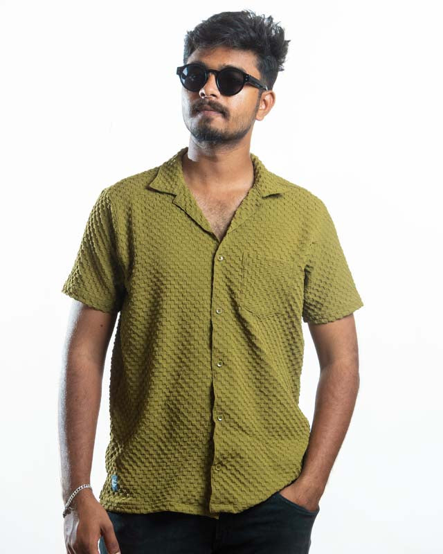 Olive Green Textured Shirt