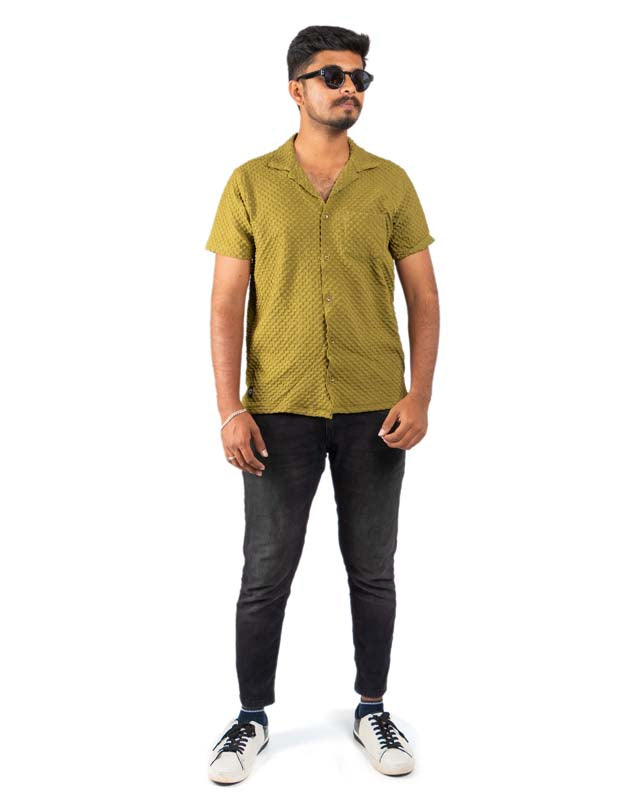 Olive Green Textured Shirt