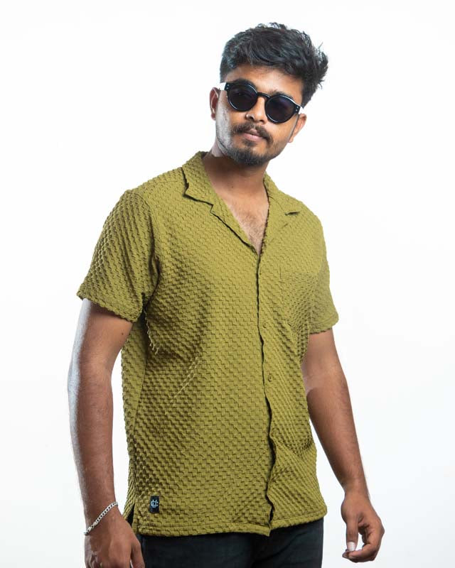 Olive Green Textured Shirt