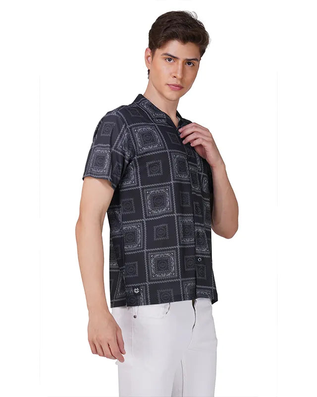 Black Paisley Pattern Printed Shirt