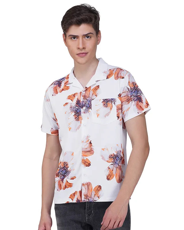 White Floral Printed Shirt