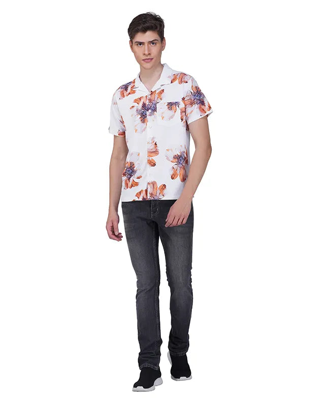 White Floral Printed Shirt