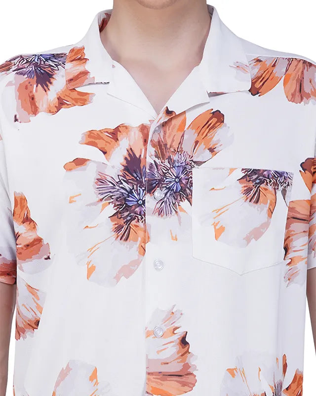 White Floral Printed Shirt