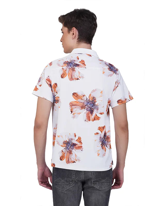 White Floral Printed Shirt