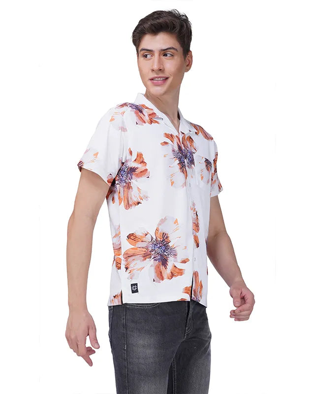 White Floral Printed Shirt
