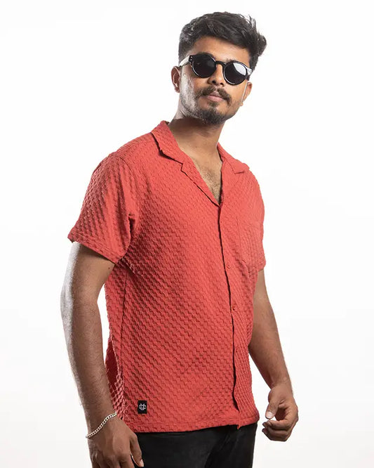 Brick Red Textured Shirt