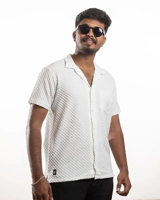 Half White Textured Shirt