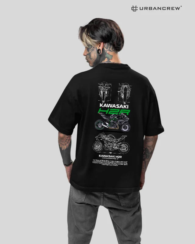 Kawasaki: Ninja H2R Bike Print Oversized T-Shirt