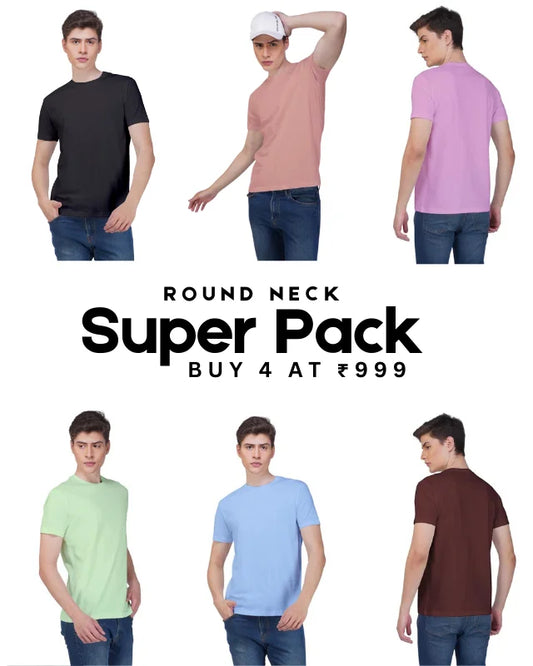 Pick Any 4 - Plain Round Neck T-Shirt Combo