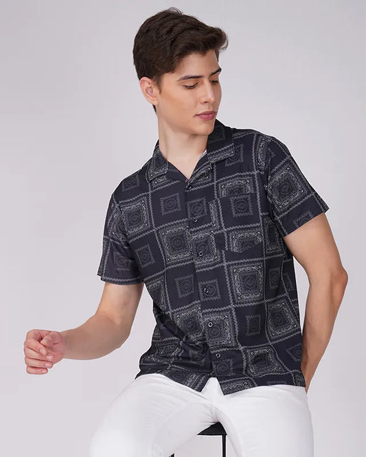 Black Paisley Pattern Printed Shirt